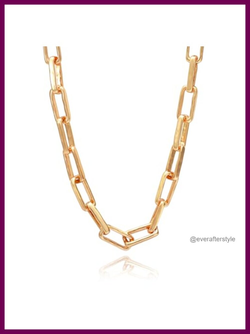 Paperclip Chain Necklace 18K Gold Plated Brass Chunky Link Women Layering